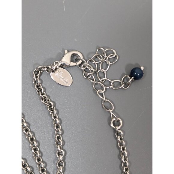 Lia Sophia Stained Glass Green Enamel Silver Tone Necklace Boho Tribal 22 in - Picture 7 of 9